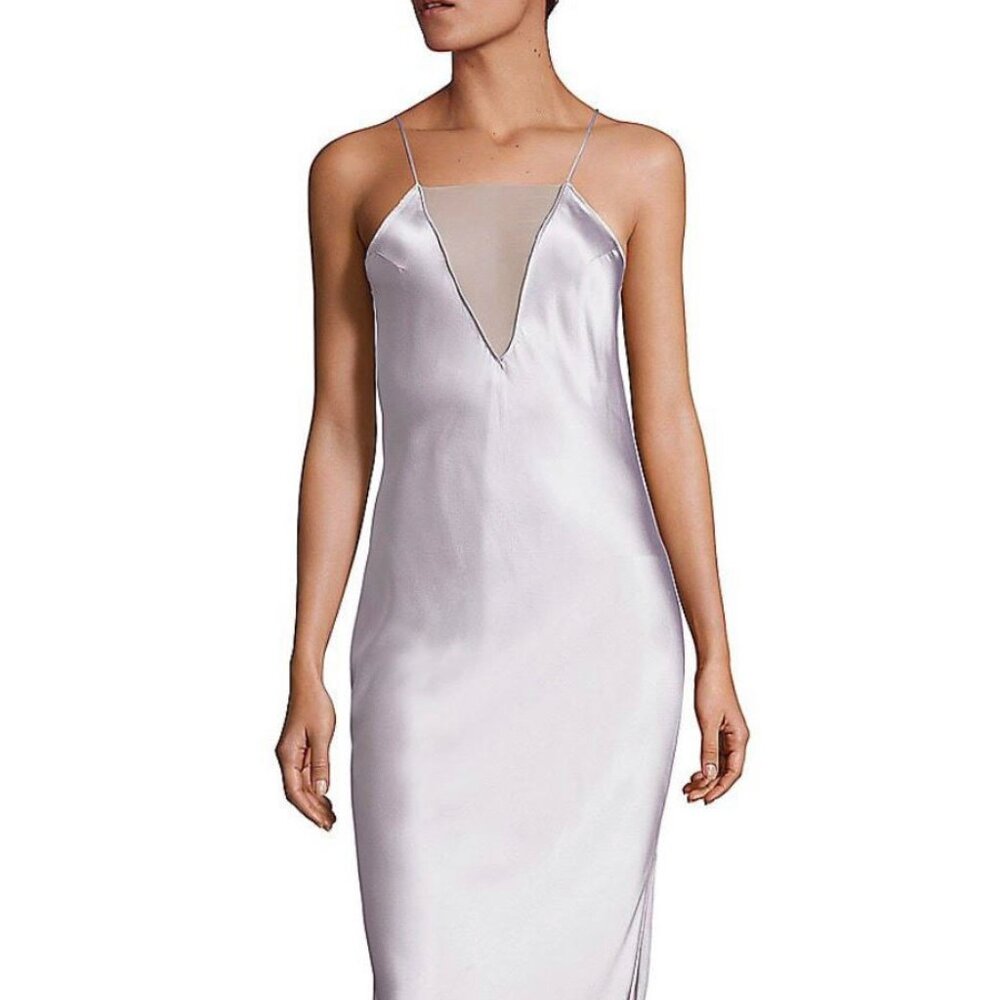 NWT Fleur Du Mal Silver / Platinum Silk Bias Dress